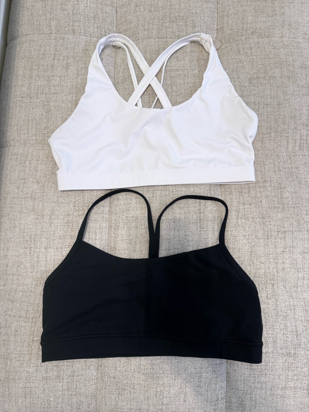 Dual-Pack Lightweight Sports Bralettes - White & Black